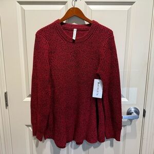 Athleta Sierra Crew Sweater Size XL Candy Red Marl Chunky Knit Pullover Wool NWT